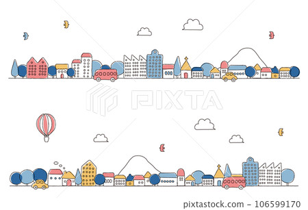 Cute hand-drawn cityscape illustration (dull color) 106599170