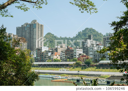 Xindian district Bitan riverside park in New Taipei City, Taiwan 106599246