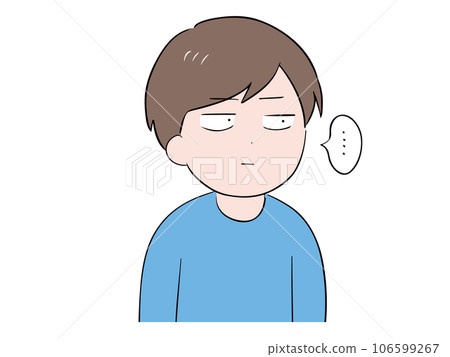 A young man in plain clothes (upper body) looking silently and expressionlessly A young man in plain clothes (upper body) looking silently and expressionlessly 106599267