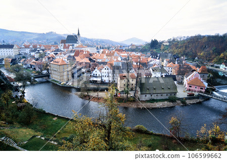 View of the city from the tower of Cesky Krumlov Castle 106599662