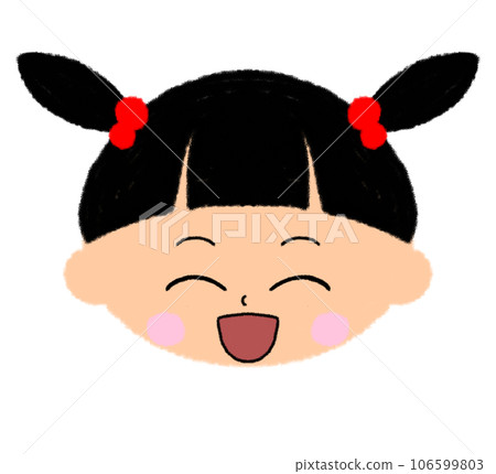 微笑的女孩臉圖標 微笑的女孩臉圖標 106599803