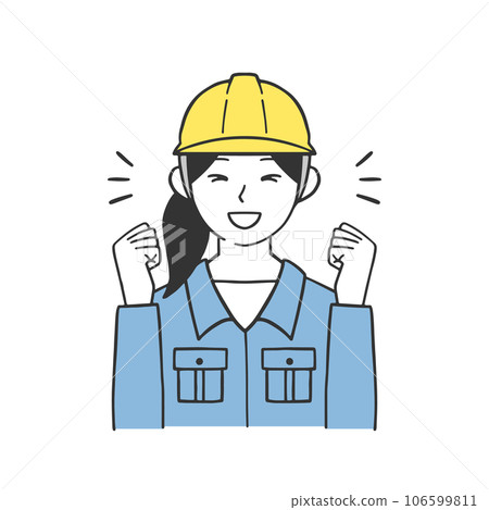 女工高興地雙手握拳插畫素材 女工高興地雙手握拳插畫素材 106599811