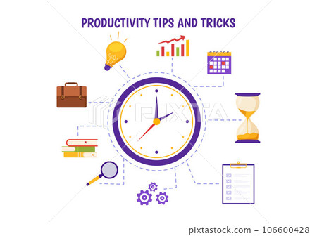Productivity Tips and Trick Vector Illustration with Marketing Product for Effective Advertisement and Promotion Campaign to Boost Brand Recognition Productivity Tips and Trick Vector Illustration with Marketing Product for Effective Advertisement and Promotion Campaign to Boost Brand Recognition 106600428
