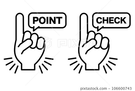 Pointing hand sign point and check icon line drawing 106600743