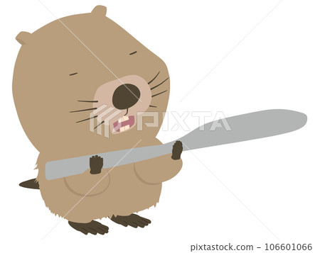smiling beaver with knife smiling beaver with knife 106601066