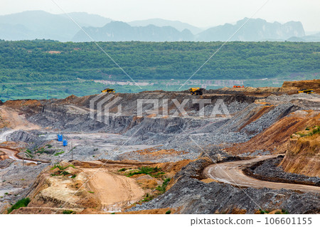 Part of a pit with big mining truck working 106601155