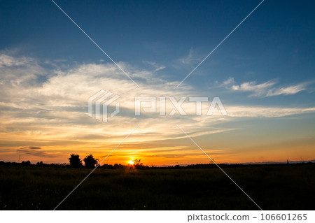colorful dramatic sky with cloud at sunset. colorful dramatic sky with cloud at sunset. 106601265