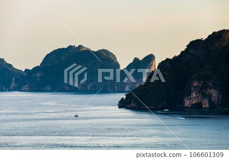 Travel vacation background Tropical island with resorts Phi-Phi island Krabi Province Thailand 106601309
