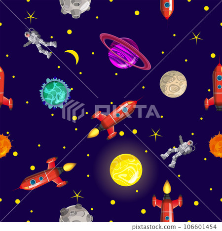 Seamless pattern space planets, rockets and stars Seamless pattern space planets, rockets and stars 106601454