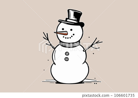 Holiday snowman sketch on a colored background. Vector illustration Holiday snowman sketch on a colored background. Vector illustration 106601735