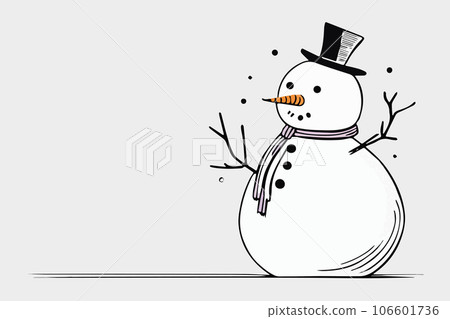 Happy Snowman Winter Drawing sketched style. Vector illustration. Happy Snowman Winter Drawing sketched style. Vector illustration. 106601736