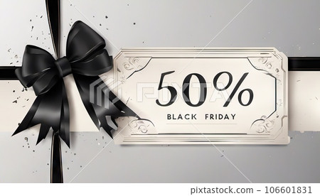 Black friday sale tag with black bow bow vintage background, sales tag and template shopping label on paper. special offer. vintage. 106601831