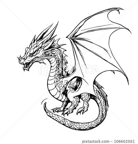 dragon vector animal illustration for design. Sketch tattoo design on white background 106602081