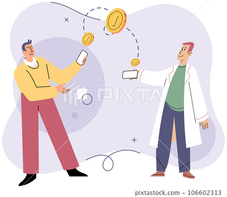 Cashless payment. Vector illustration. Cashless transactions offer improved security compared to carrying physical cash The convenience of contactless payments is driving its adoption among consumers Cashless payment. Vector illustration. Cashless transactions offer improved security compared to carrying physical cash The convenience of contactless payments is driving its adoption among consumers 106602313