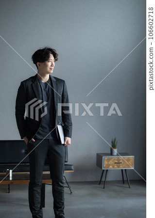Businessman wearing a jacket, vertical profile 106602718