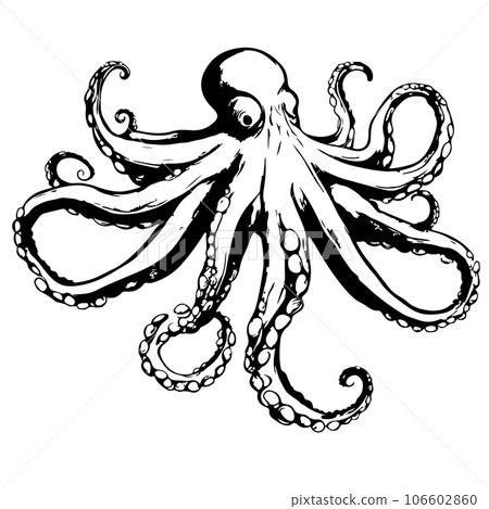 octopus vector animal illustration for t-shirt. Sketch tattoo design on white background octopus vector animal illustration for t-shirt. Sketch tattoo design on white background 106602860