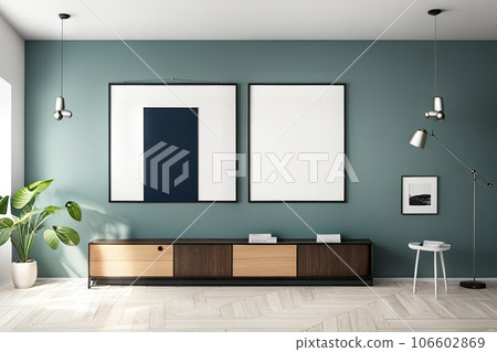 Contemporary Poster Mockup. Modern Interior 106602869