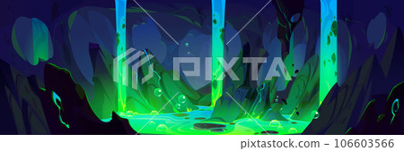 Dark toxic game cave inside cartoon background - Stock Illustration ...