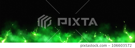 Realistic thunder light and green smoke cloud Realistic thunder light and green smoke cloud 106603572