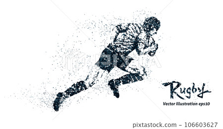 Rugby two-color silhouette in pointillist style, two-color vector illustration Rugby two-color silhouette in pointillist style, two-color vector illustration 106603627