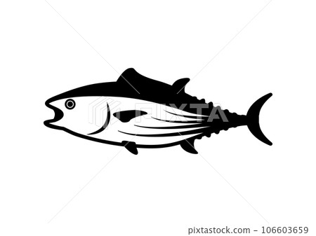 鰹魚單色圖標。鰹魚是鰹魚片的原料。 鰹魚單色圖標。鰹魚是鰹魚片的原料。 106603659