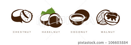 Seed and Nuts Brown Flat Icon with Name and Inscription Vector Set Seed and Nuts Brown Flat Icon with Name and Inscription Vector Set 106603884