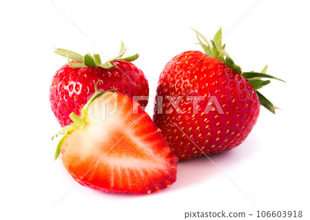 Fresh strawberries on white background 106603918