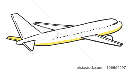 Illustration material of a composition of an airplane viewed diagonally from behind 106604997