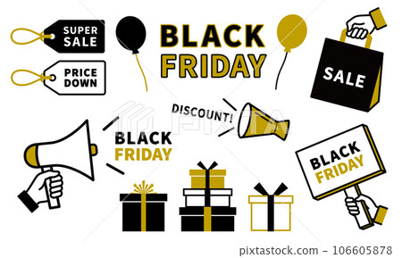 Illustration set that can be used for BLACK FRIDAY sale Illustration set that can be used for BLACK FRIDAY sale 106605878