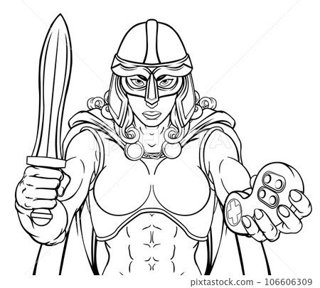 Viking Trojan Celtic Knight Gamer Warrior Woman 106606309