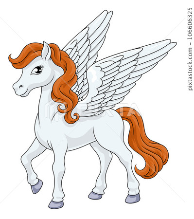 Pegasus Wings Horse Cartoon Animal Illustration 106606325