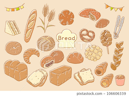 Hand-drawn bread bakery bread illustration set 106606339