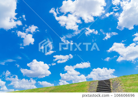 天空和草地背景素材 106606696