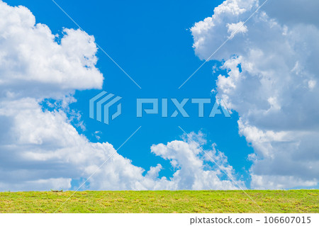 Sky and grass background material 106607015