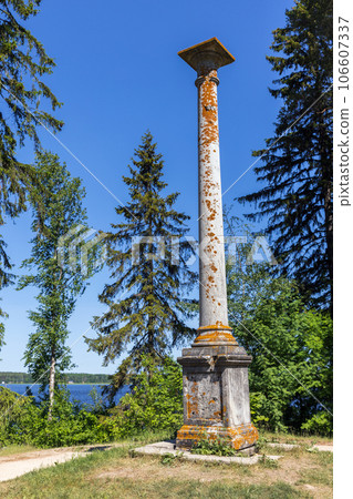 The column of two emperors is a greenish-gray marble column, Vyborg The column of two emperors is a greenish-gray marble column, Vyborg 106607337