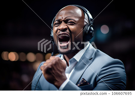 Motivational Speaker Championing Happiness, Diversity, Success, and Leadership on Stage. created with Generative AI Motivational Speaker Championing Happiness, Diversity, Success, and Leadership on Stage. created with Generative AI 106607695