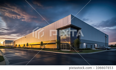 Modern Warehouse and Transport Center with Commercial Offices. created with Generative AI 106607853