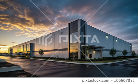 Modern Warehouse and Transport Center with Commercial Offices. created with Generative AI Modern Warehouse and Transport Center with Commercial Offices. created with Generative AI 106607855