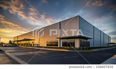 Modern Warehouse and Transport Center with Commercial Offices. created with Generative AI 106607856