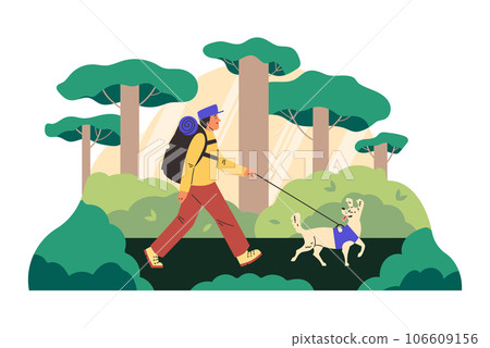 Banner for ecotourism travel and hiking activity, vector illustration isolated. Banner for ecotourism travel and hiking activity, vector illustration isolated. 106609156