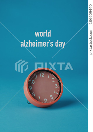 clock without hands and text world alzheimers day 106609440