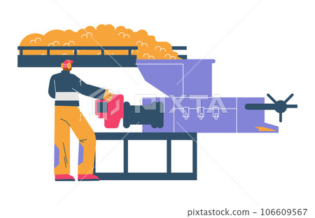 Man in headphones works in palm oil industry flat style, vector illustration Man in headphones works in palm oil industry flat style, vector illustration 106609567