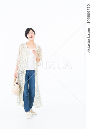 A young woman walking A young woman walking 106609710