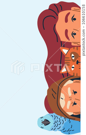 Spying, observing and sneaking. Vector illustration. Making observation, craft of gathering unsaid clues Characters peeping, sign of curiosity or concern Looking out, act of anticipatory caution 106610158