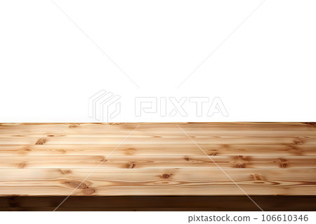 Isolated Natural Wooden Table Top on White Background for Product Display. created with Generative AI 106610346