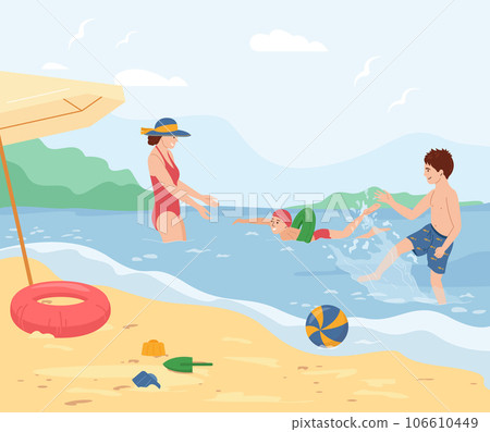 Kids Safety In Water Composition 106610449