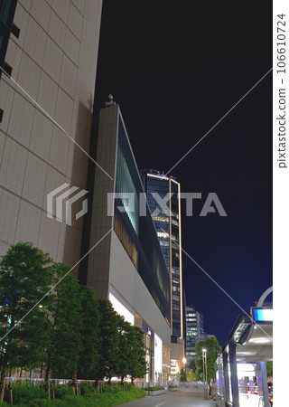 A building in front of Nagoya Station shining in the city at night A building in front of Nagoya Station shining in the city at night 106610724