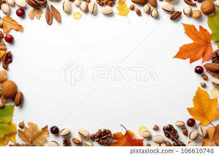 堅果和枯葉(框架) 堅果和枯葉(框架) 106610748