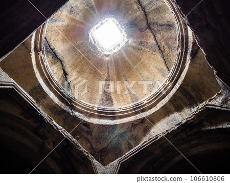 dome in temple of medieval Geghard monastery dome in temple of medieval Geghard monastery 106610806
