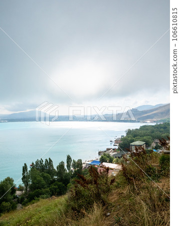 view of shore of Lake Sevan from Sevanavank 106610815